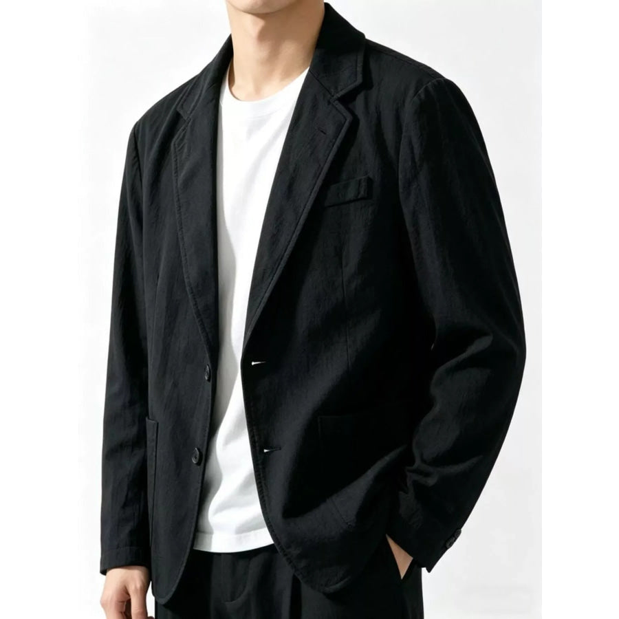 Men’s Plus Size Button Up Long Sleeve Blazer Black / M Apparel and Accessories