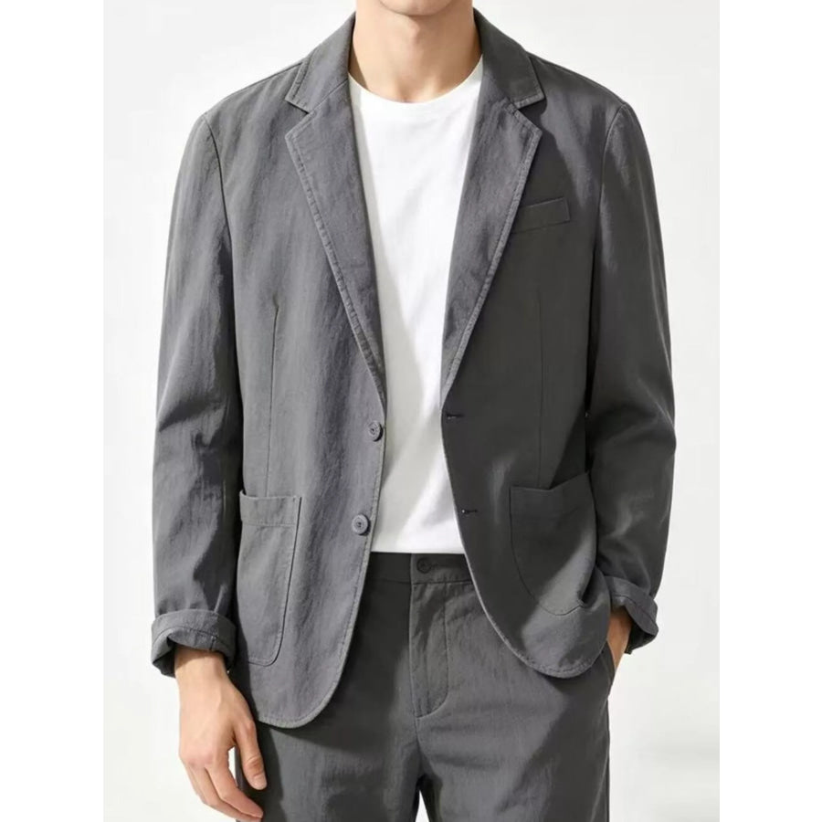 Men’s Plus Size Button Up Long Sleeve Blazer Gray / M Apparel and Accessories