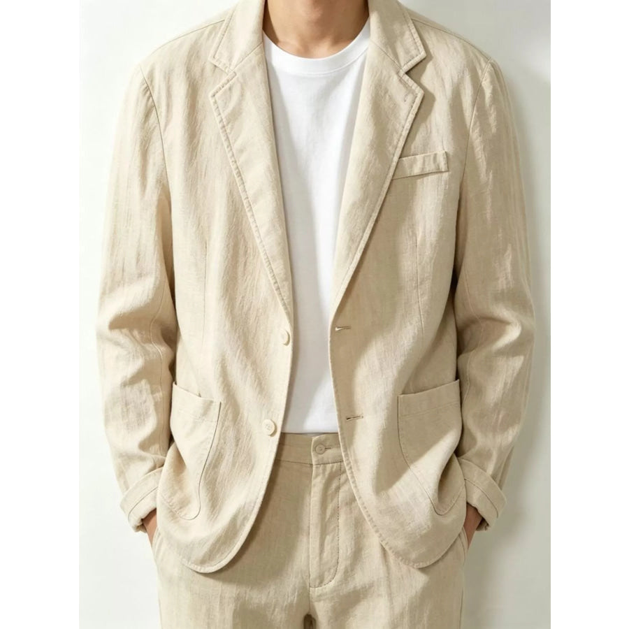 Men’s Plus Size Button Up Long Sleeve Blazer Khaki / M Apparel and Accessories