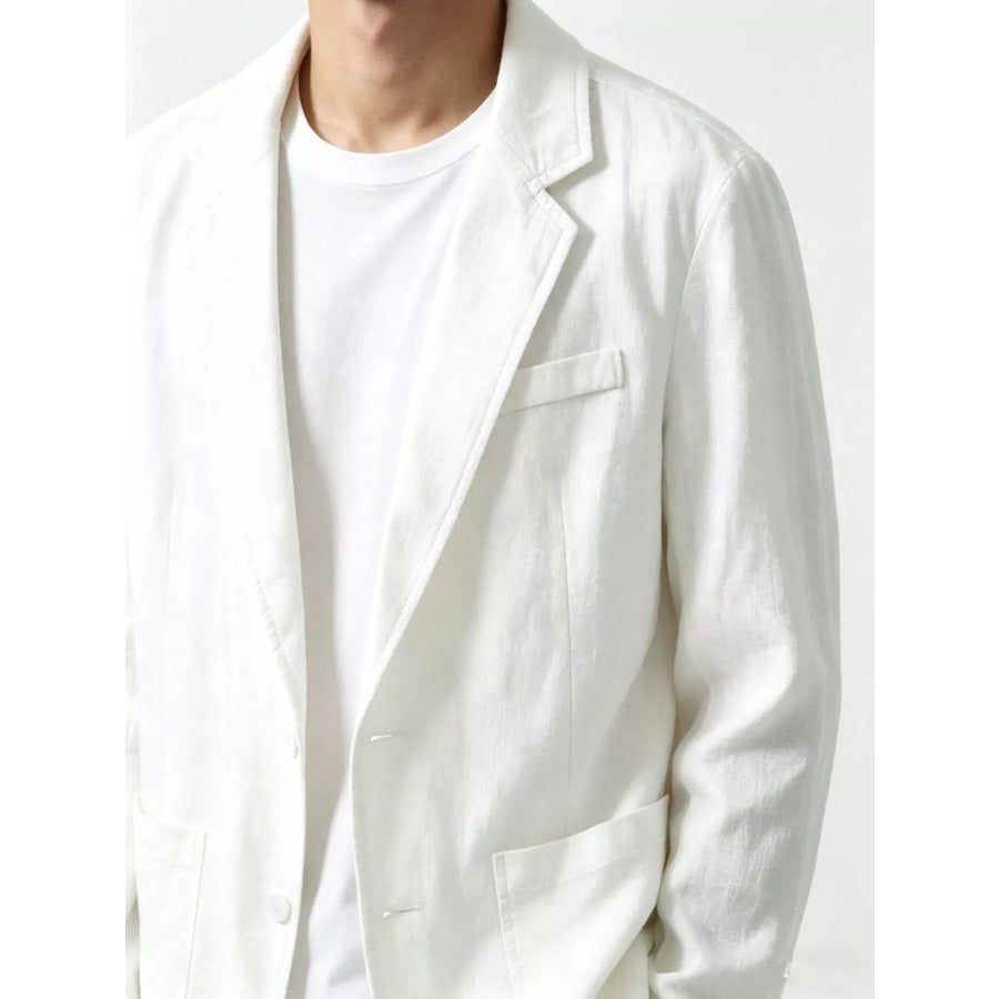 Men’s Plus Size Button Up Long Sleeve Blazer White / M Apparel and Accessories