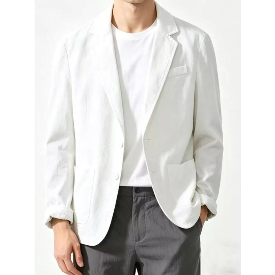Men’s Plus Size Button Up Long Sleeve Blazer White / M Apparel and Accessories