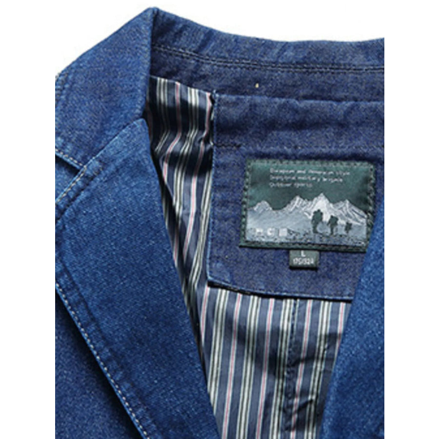Men’s Plus Size Button Up Long Sleeve Denim Blazer Apparel and Accessories