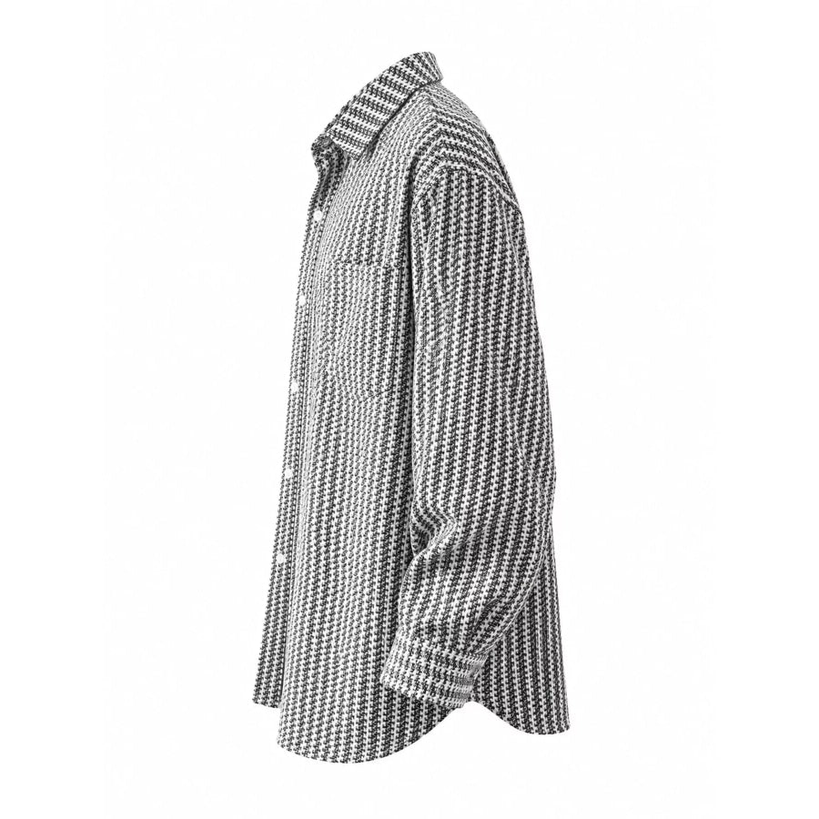 Men’s Plus Size Button Up Long Sleeve Shacket Apparel and Accessories
