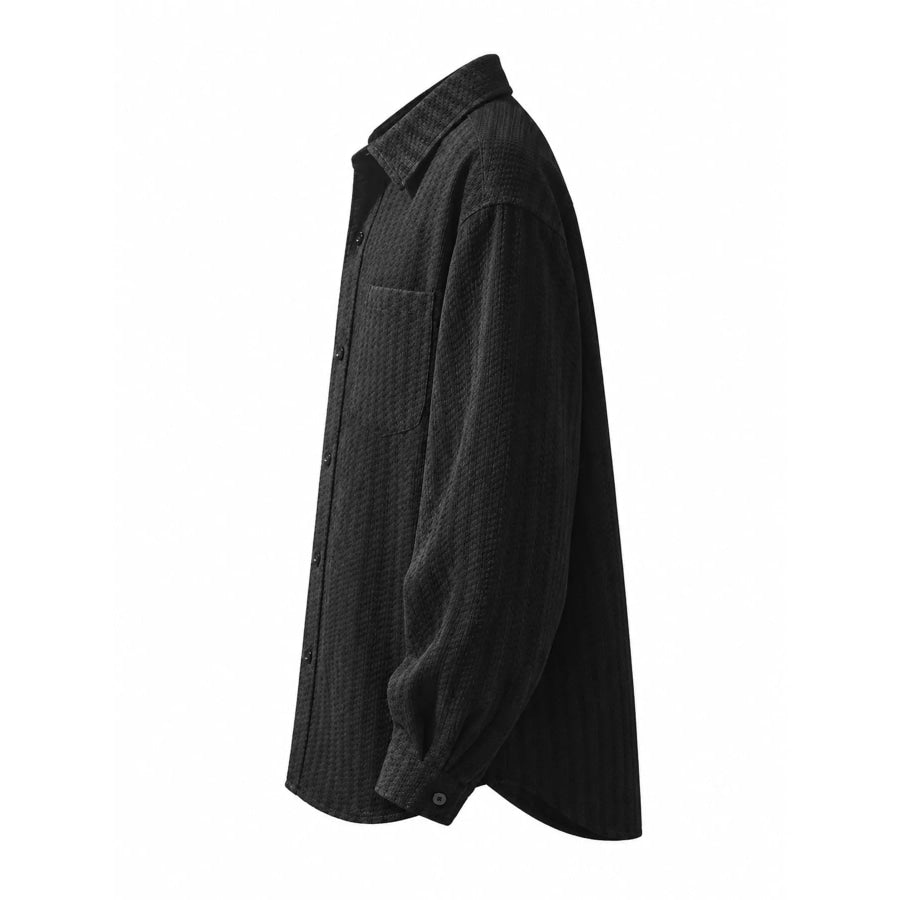 Men’s Plus Size Button Up Long Sleeve Shacket Apparel and Accessories