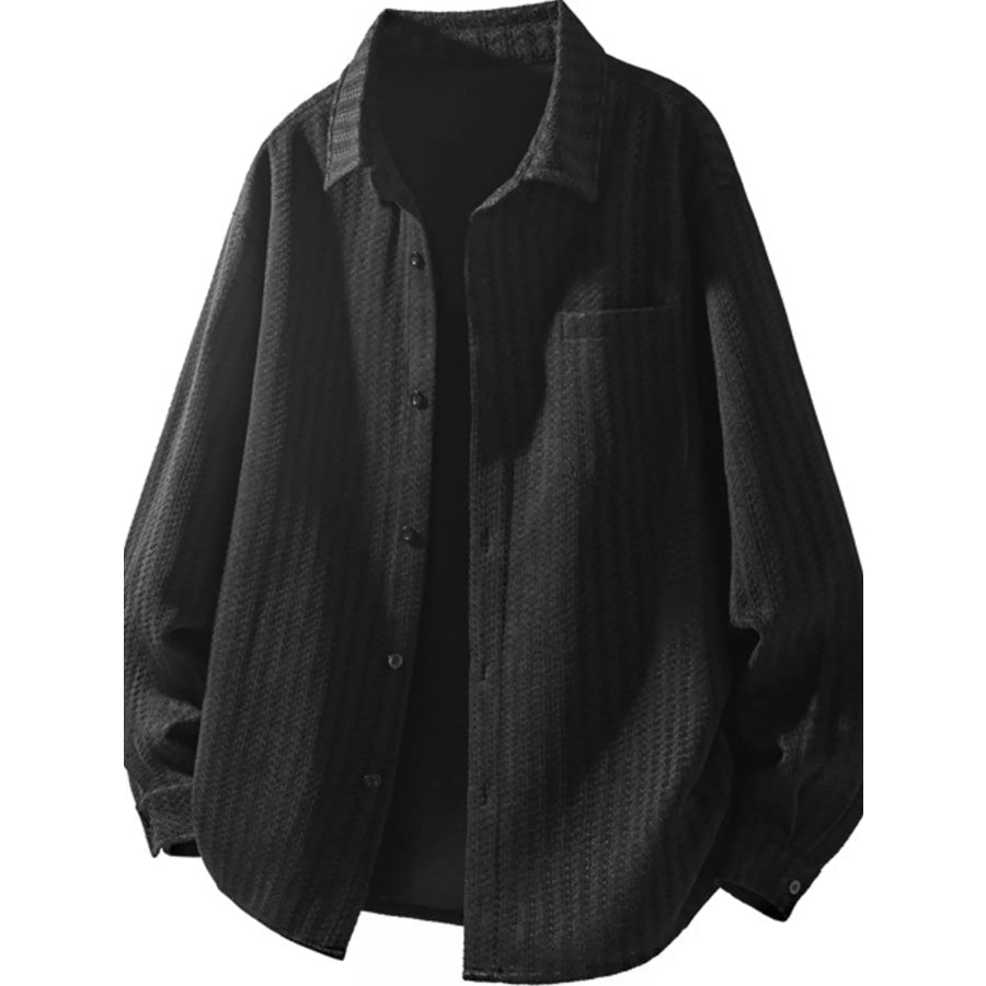Men’s Plus Size Button Up Long Sleeve Shacket Apparel and Accessories