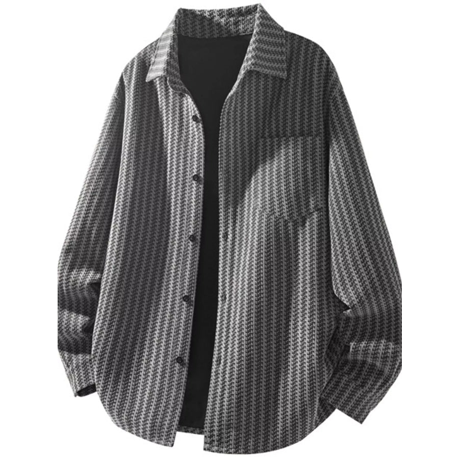 Men’s Plus Size Button Up Long Sleeve Shacket Apparel and Accessories