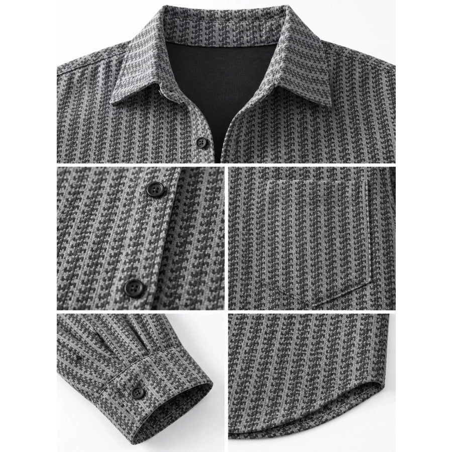 Men’s Plus Size Button Up Long Sleeve Shacket Apparel and Accessories