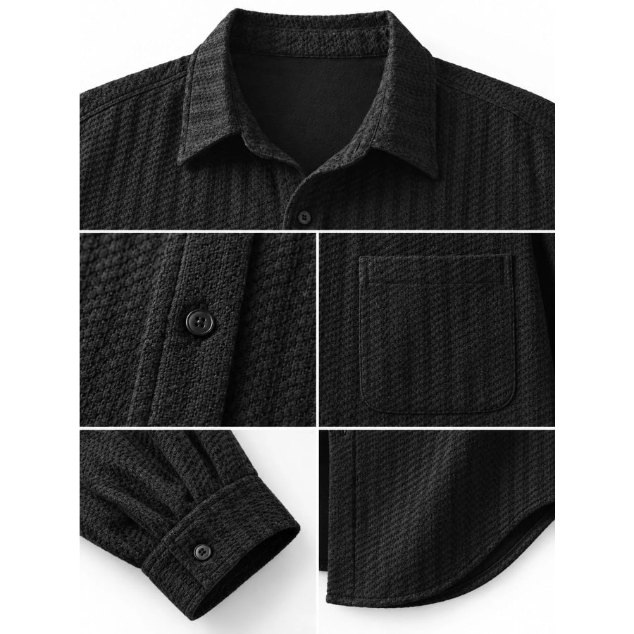 Men’s Plus Size Button Up Long Sleeve Shacket Apparel and Accessories