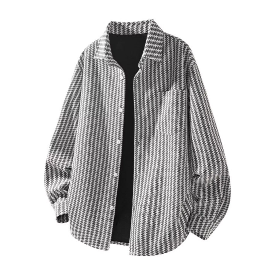 Men’s Plus Size Button Up Long Sleeve Shacket White / M Apparel and Accessories