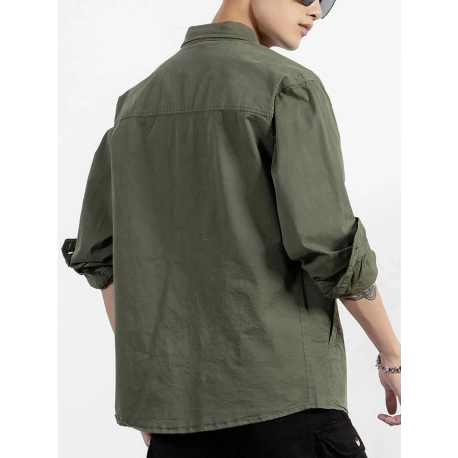 Men’s Plus Size Button Up Long Sleeve Shirt Apparel and Accessories