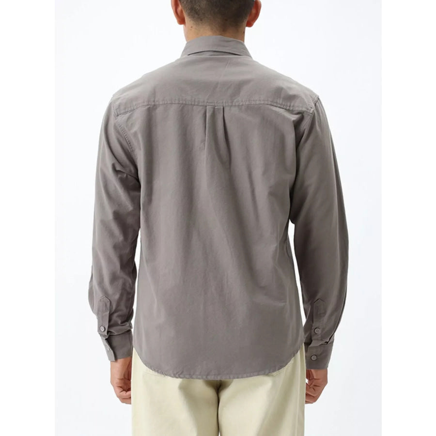 Men’s Plus Size Button Up Long Sleeve Shirt Gray / M Apparel and Accessories