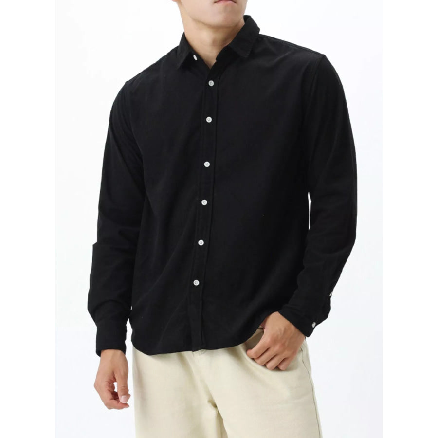 Men’s Plus Size Button Up Long Sleeve Shirt Black / M Apparel and Accessories