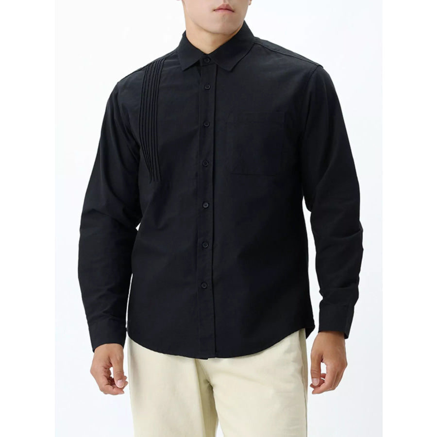 Men’s Plus Size Button Up Long Sleeve Shirt Black / M Apparel and Accessories
