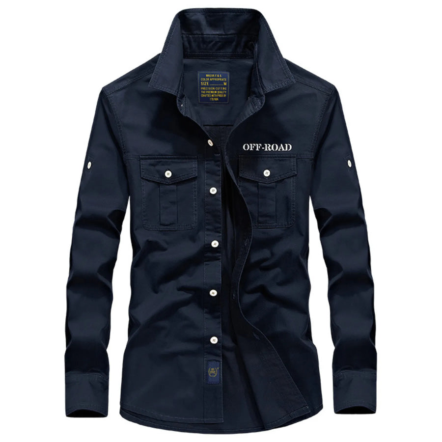 Men’s Plus Size Button Up Long Sleeve Shirt Dark Blue / M Apparel and Accessories