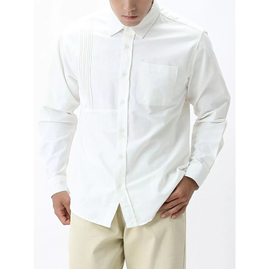Men’s Plus Size Button Up Long Sleeve Shirt White / M Apparel and Accessories
