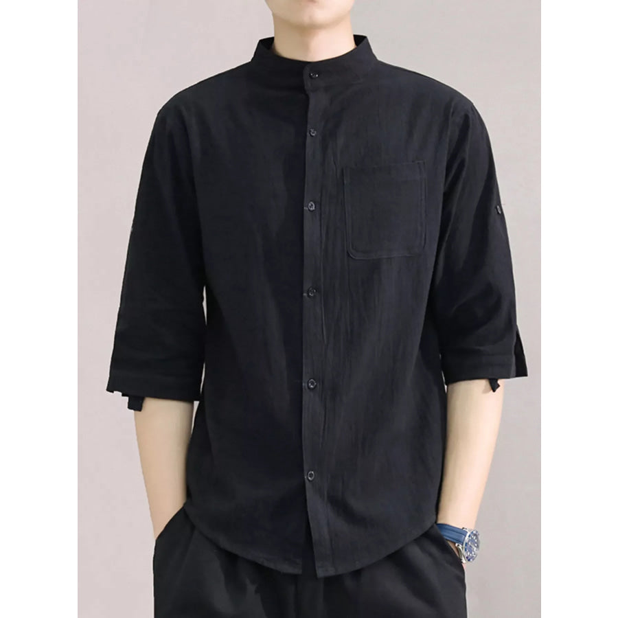 Men’s Plus Size Button Up Roll-Up Sleeve Shirt Apparel and Accessories