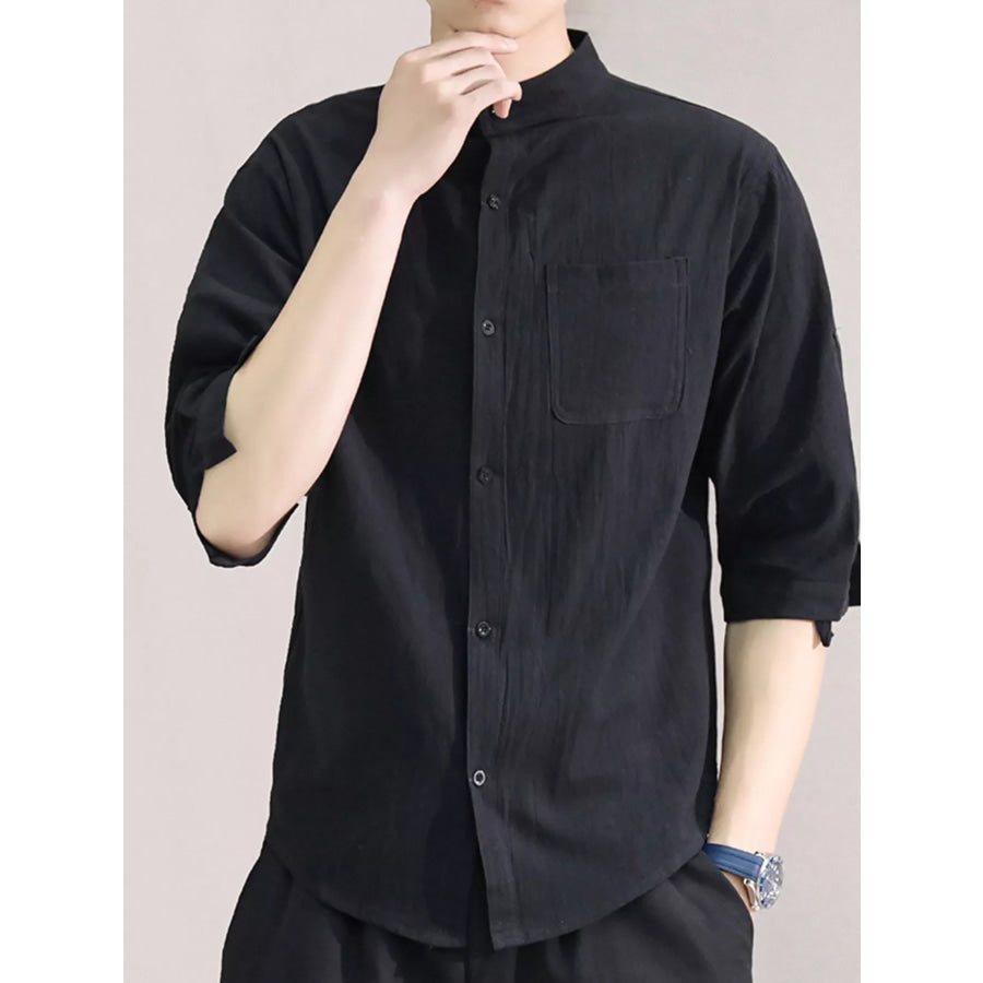 Men’s Plus Size Button Up Roll-Up Sleeve Shirt Apparel and Accessories