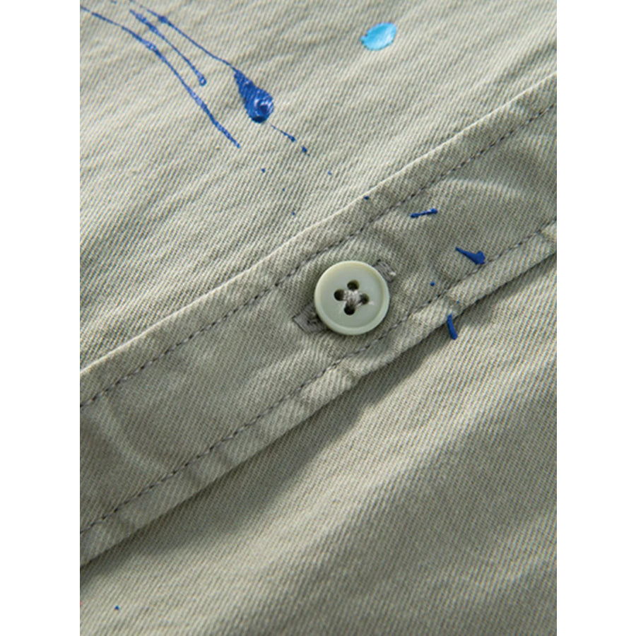 Men’s Plus Size Button Up Short Sleeve Shirt Green / M Apparel and Accessories