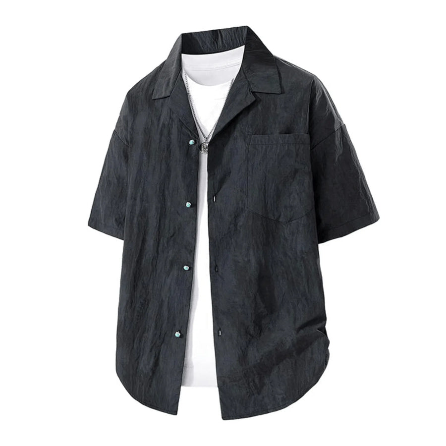 Men’s Plus Size Button Up Short Sleeve Shirt Black / M Apparel and Accessories