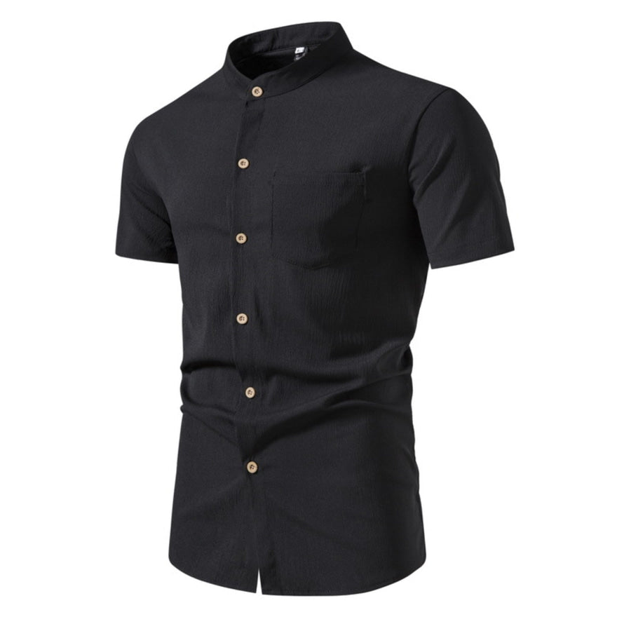 Men’s Plus Size Button Up Short Sleeve Shirt Black / M Apparel and Accessories