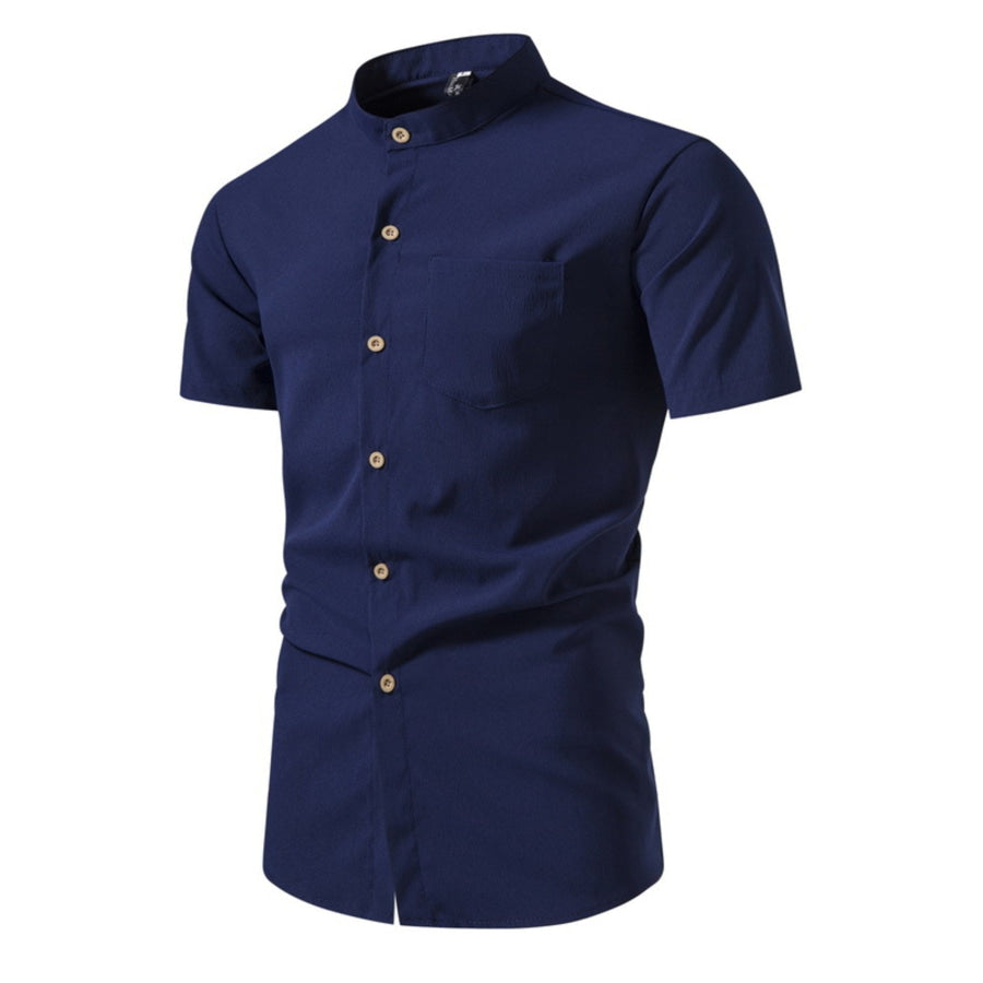 Men’s Plus Size Button Up Short Sleeve Shirt Dark Blue / M Apparel and Accessories