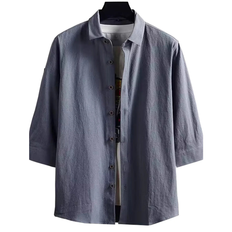 Men’s Plus Size Button Up Short Sleeve Shirt Army Green / M Apparel and Accessories