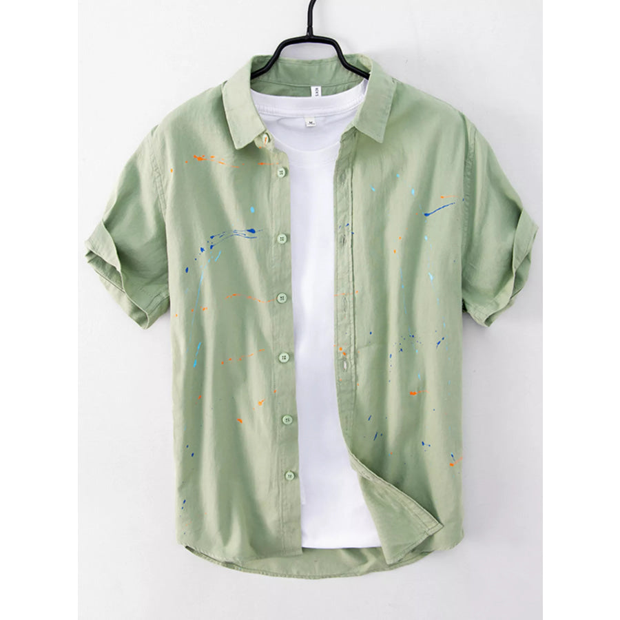 Men’s Plus Size Button Up Short Sleeve Shirt Green / M Apparel and Accessories