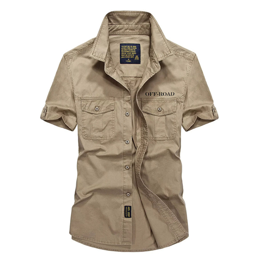 Men’s Plus Size Button Up Short Sleeve Shirt Khaki / M Apparel and Accessories