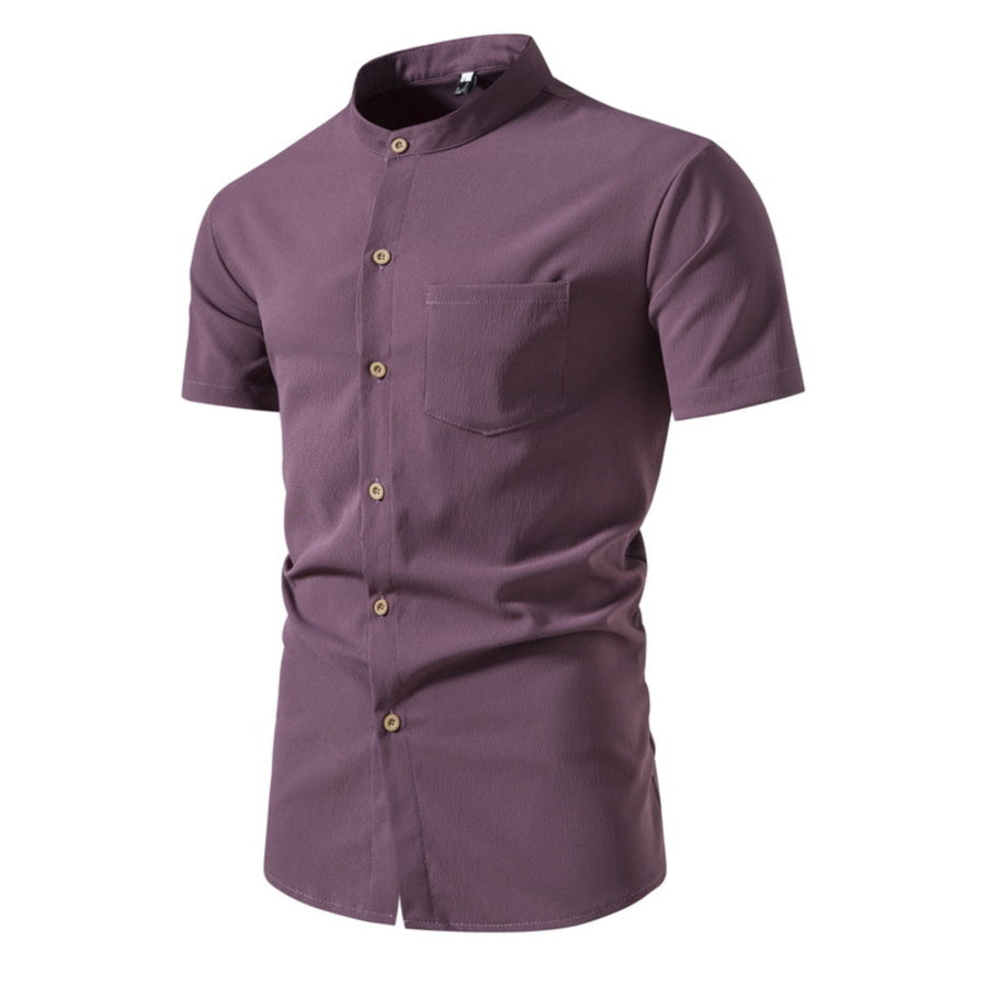 Men’s Plus Size Button Up Short Sleeve Shirt Mauve / M Apparel and Accessories