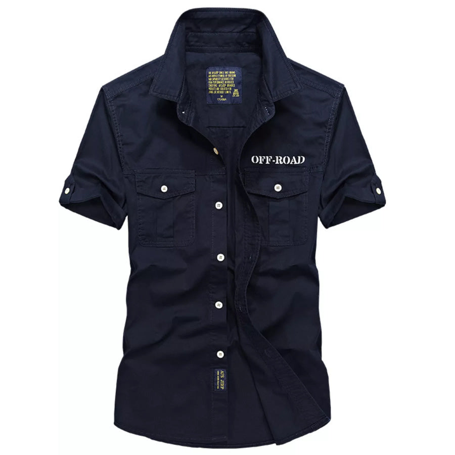 Men’s Plus Size Button Up Short Sleeve Shirt Royal Blue / M Apparel and Accessories