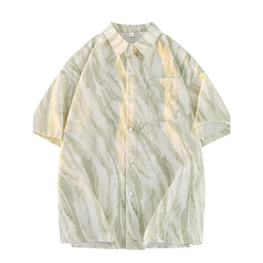 Men’s Plus Size Button Up Short Sleeve Shirt Sage / M Apparel and Accessories