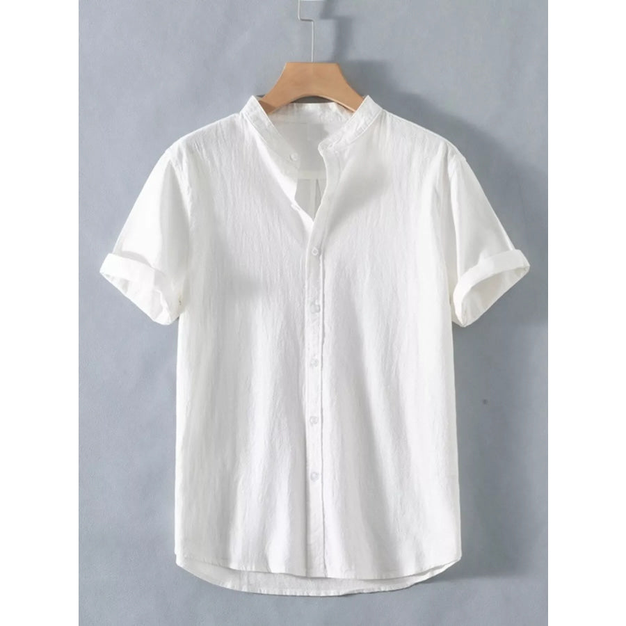 Men’s Plus Size Button Up Short Sleeve Shirt White / M Apparel and Accessories