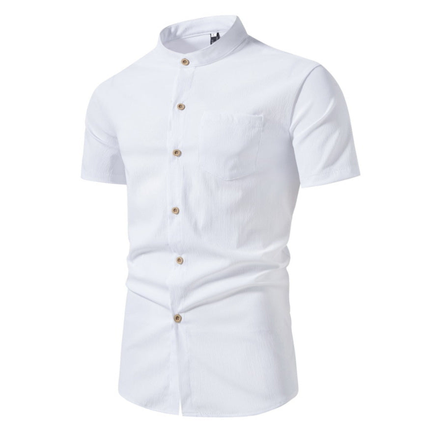 Men’s Plus Size Button Up Short Sleeve Shirt White / M Apparel and Accessories
