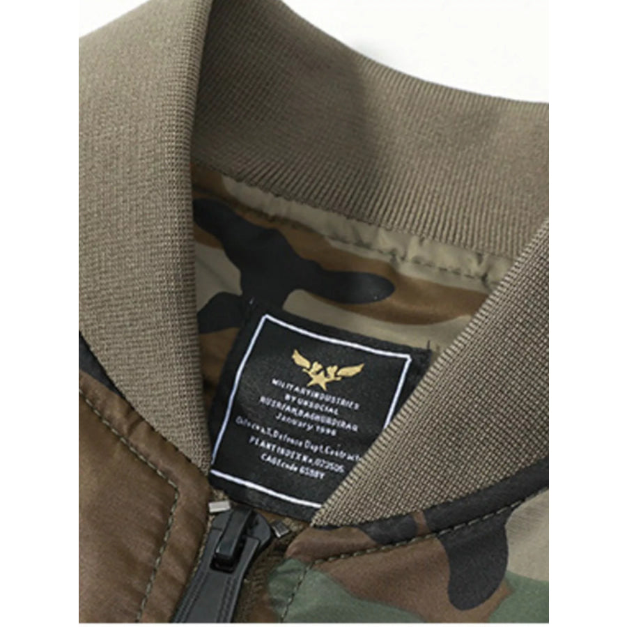 Men’s Plus Size Camouflage Zip Up Bomber Jacket Camouflage / M Apparel and Accessories
