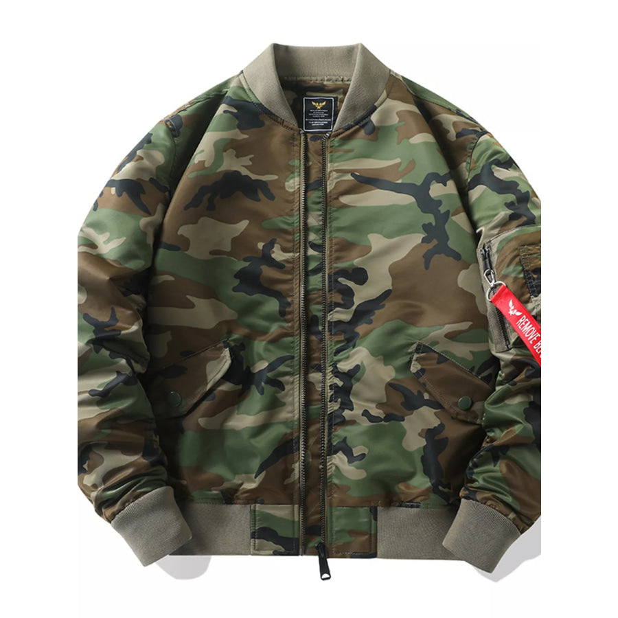 Men’s Plus Size Camouflage Zip Up Bomber Jacket Camouflage / M Apparel and Accessories