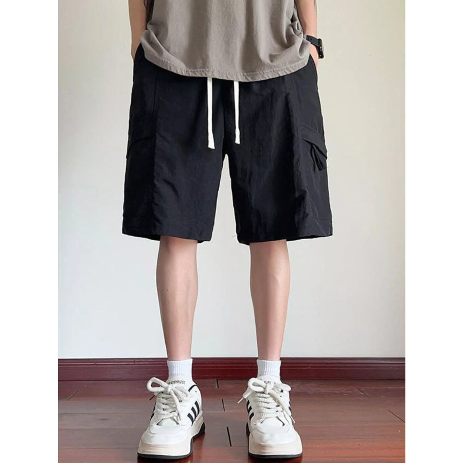 Men’s Plus Size Cargo Shorts with Drawstring Black / M Apparel and Accessories