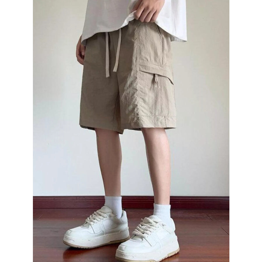 Men’s Plus Size Cargo Shorts with Drawstring Khaki / M Apparel and Accessories