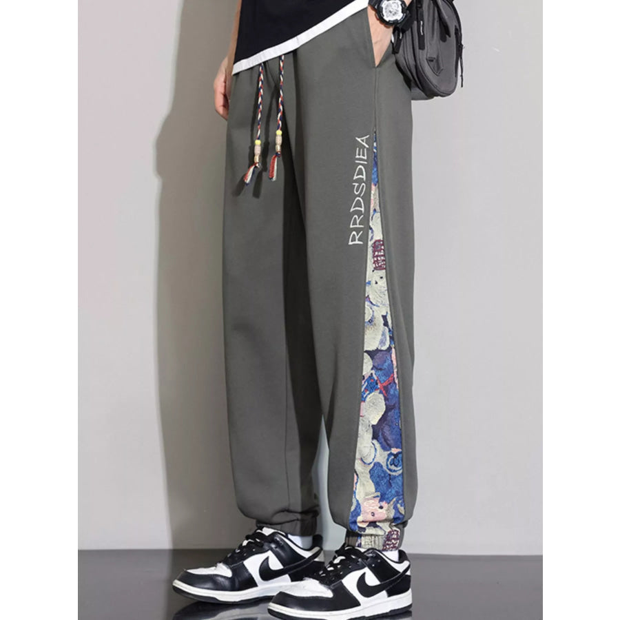 Men’s Plus Size Casual Bear Print Side Panel Sweatpants Dark Gray / M Apparel and Accessories