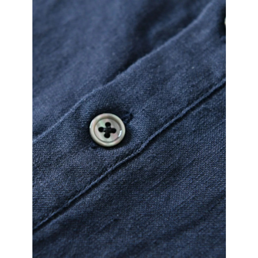 Men’s Plus Size Casual Button Detail Shirt with Pocket Apparel and Accessories