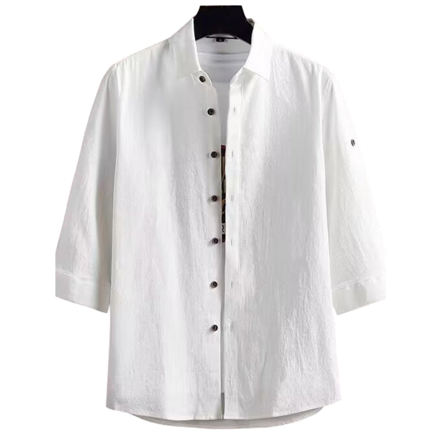 Men’s Plus Size Casual Button-Down Shirt White / M Apparel and Accessories