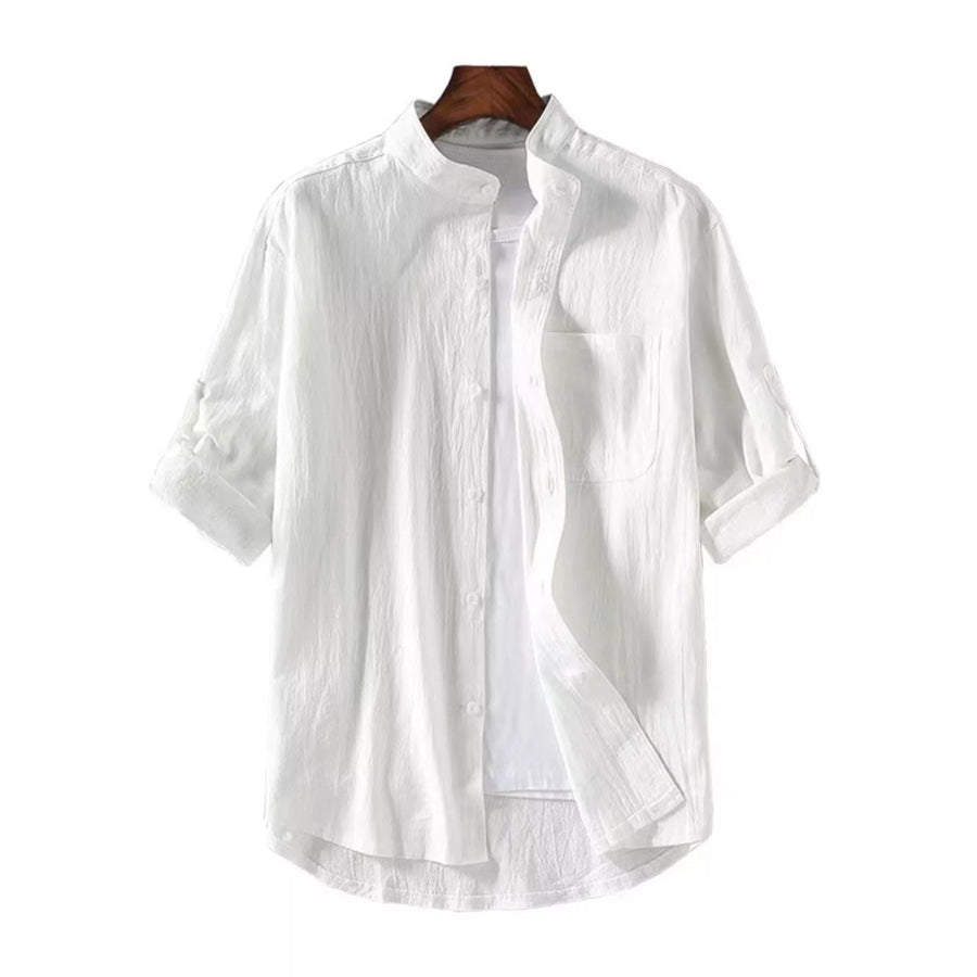 Men’s Plus Size Casual Button Up Long Sleeve Shirt White / M Apparel and Accessories