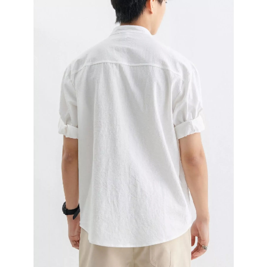 Men’s Plus Size Casual Button Up Roll Up Sleeve Shirt Apparel and Accessories