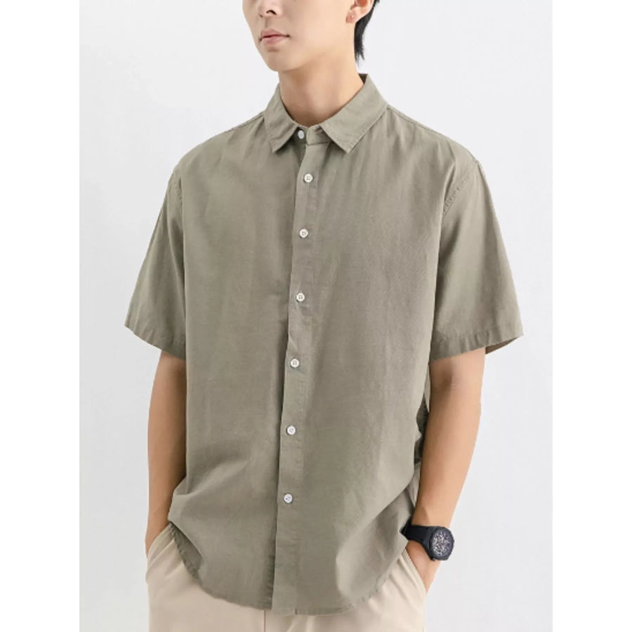 Men’s Plus Size Casual Button Up Shirt Army Green / M Apparel and Accessories