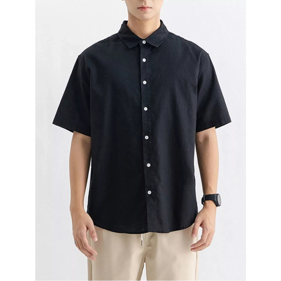 Men’s Plus Size Casual Button Up Shirt Black / M Apparel and Accessories
