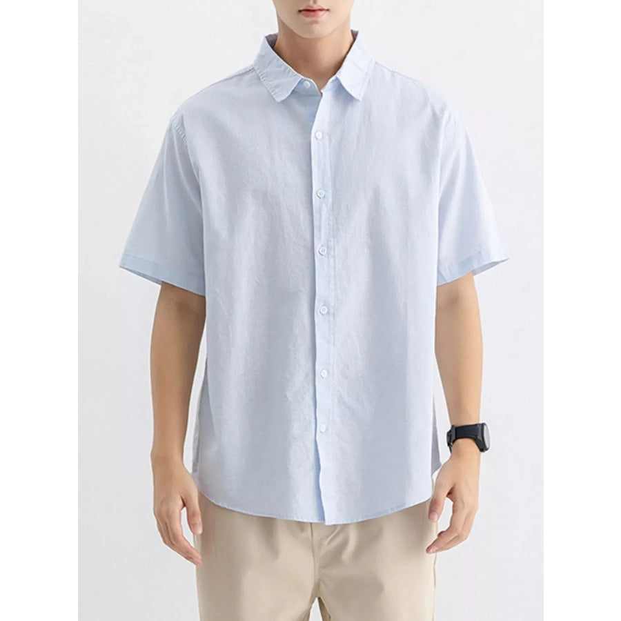 Men’s Plus Size Casual Button Up Shirt Light Blue / M Apparel and Accessories