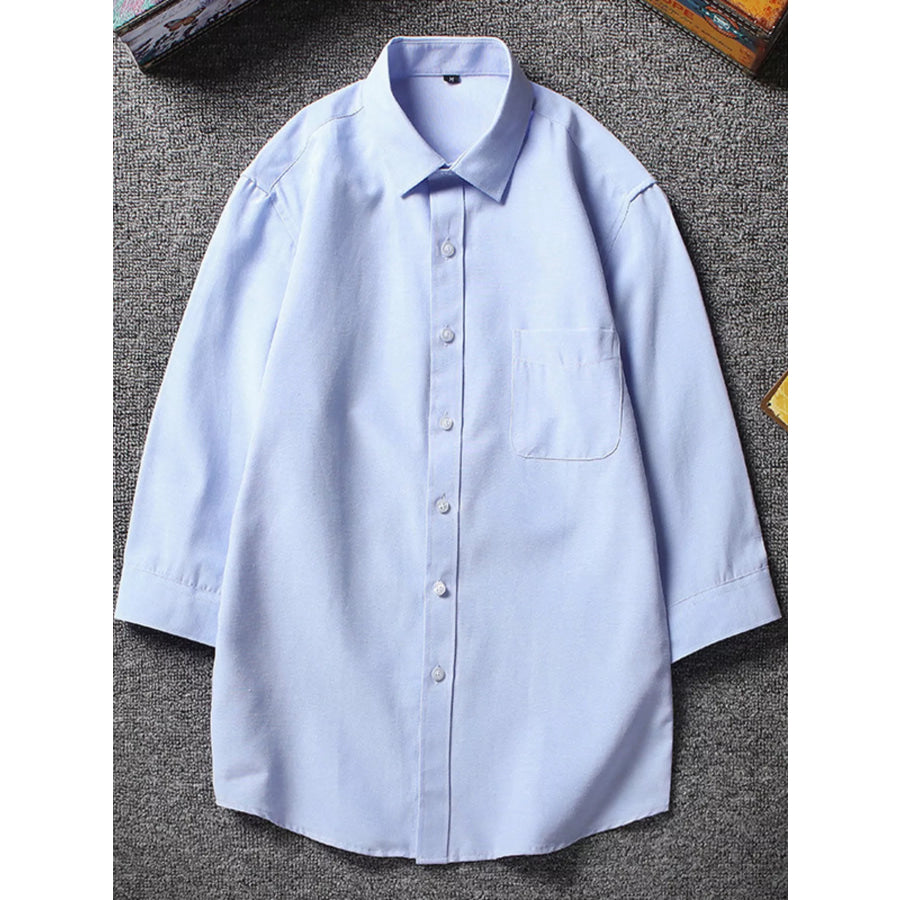 Men’s Plus Size Casual Button Up Shirt Sky Blue / M Apparel and Accessories