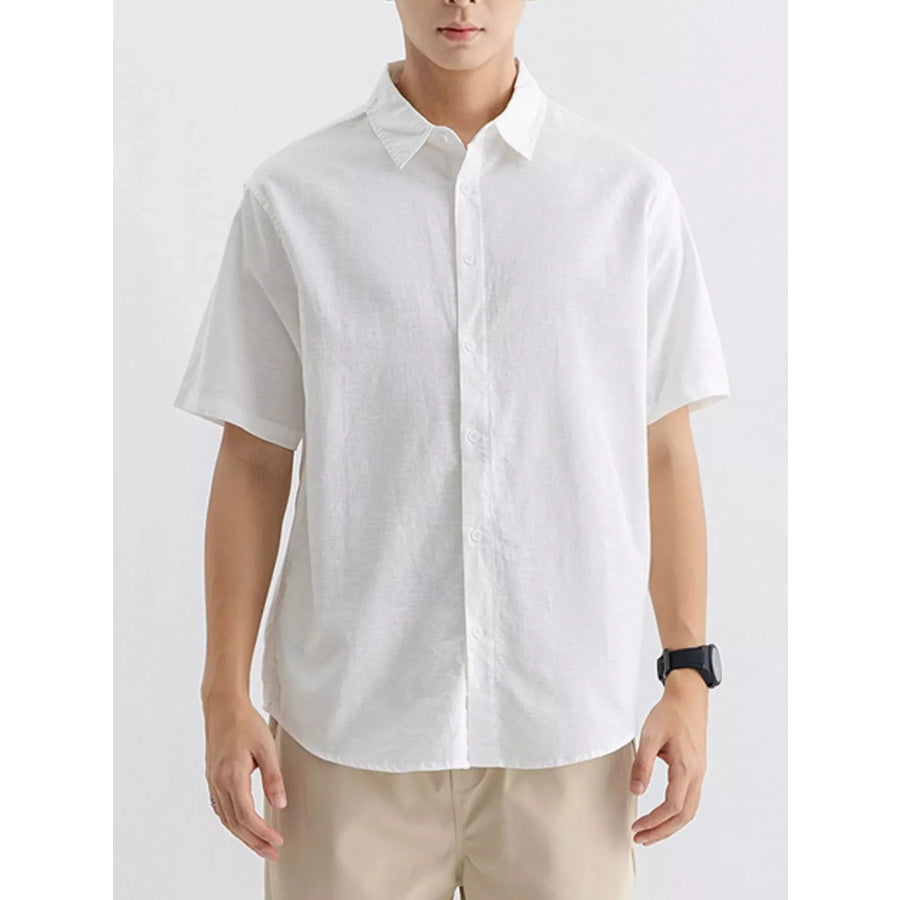 Men’s Plus Size Casual Button Up Shirt White / M Apparel and Accessories