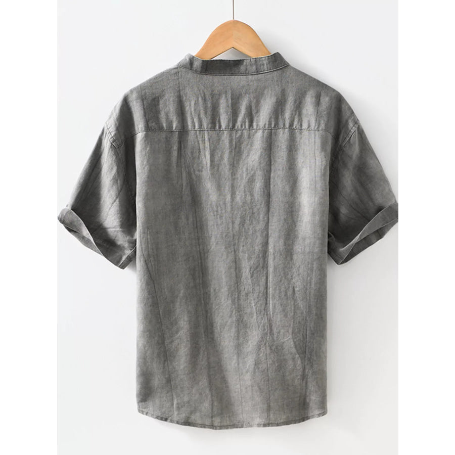 Men’s Plus Size Casual Button Up Short Sleeve Shirt Apparel and Accessories