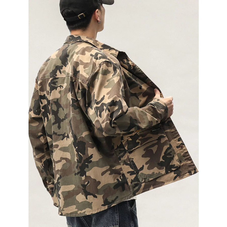 Men’s Plus Size Casual Camouflage Cargo Shirt Apparel and Accessories