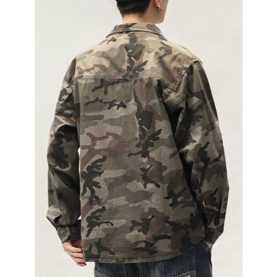 Men’s Plus Size Casual Camouflage Cargo Shirt Apparel and Accessories